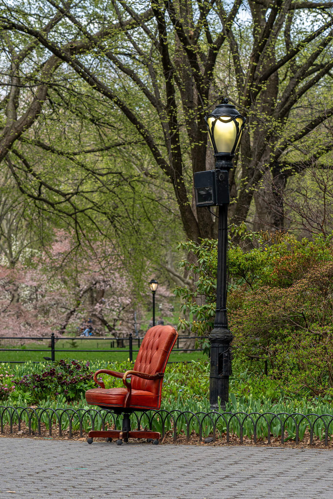 Red Armchair by the Central Park Lamp